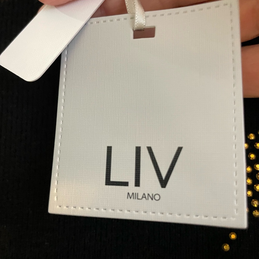 LIV Milano Black Sweater with Gold Leopard Design - Picture 6 of 10